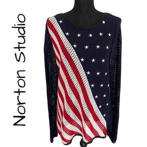 NORTON STUDIO Patriotic Summer Sweater, Size XL